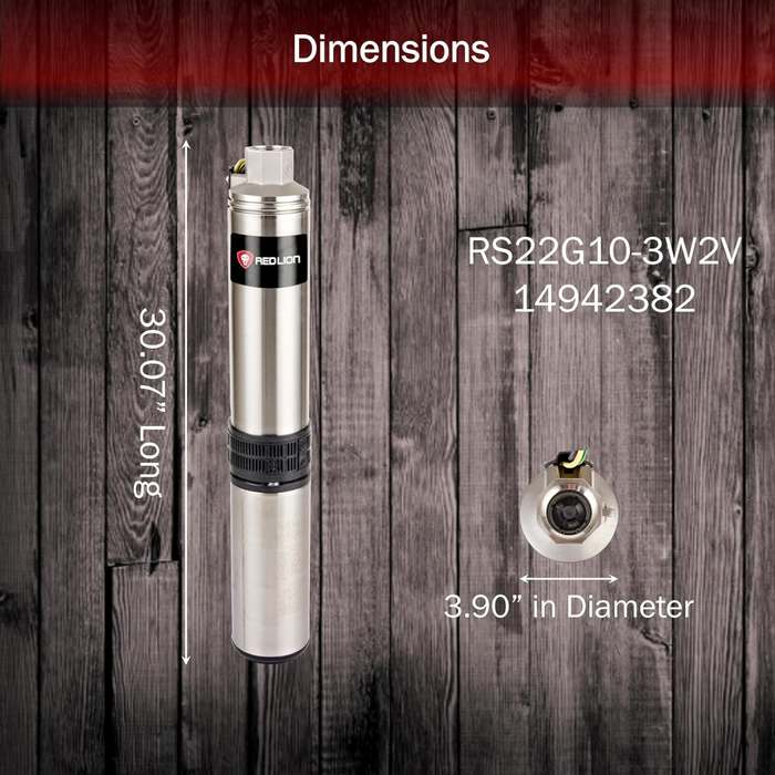 22 GPM 1 HP Deep Well Submersible Pump 230V 3-Wire - Red Lion