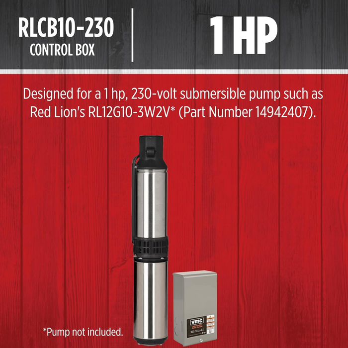 1 HP Submersible Deep Well Pump Control Box (230V) - Red Lion