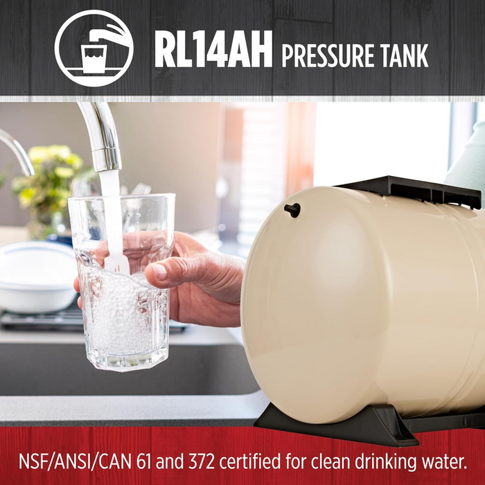 14-Gallon Horizontal Pre-Charged Pressure Tank - Red Lion