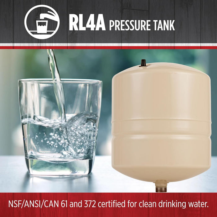 4.5-Gallon Inline Pre-Charged Pressure Tank - Red Lion