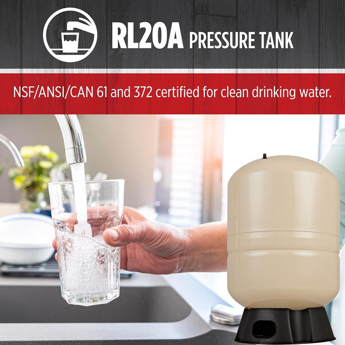 20-Gallon Vertical Pre-Charged Pressure Tank - Red Lion RL20A
