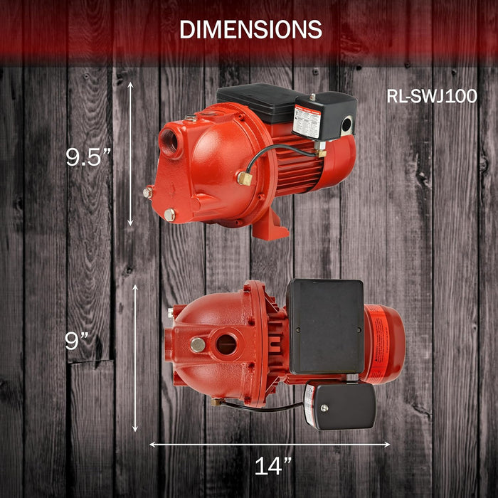 1 HP Shallow Well Jet Pump 17 GPM – Red Lion